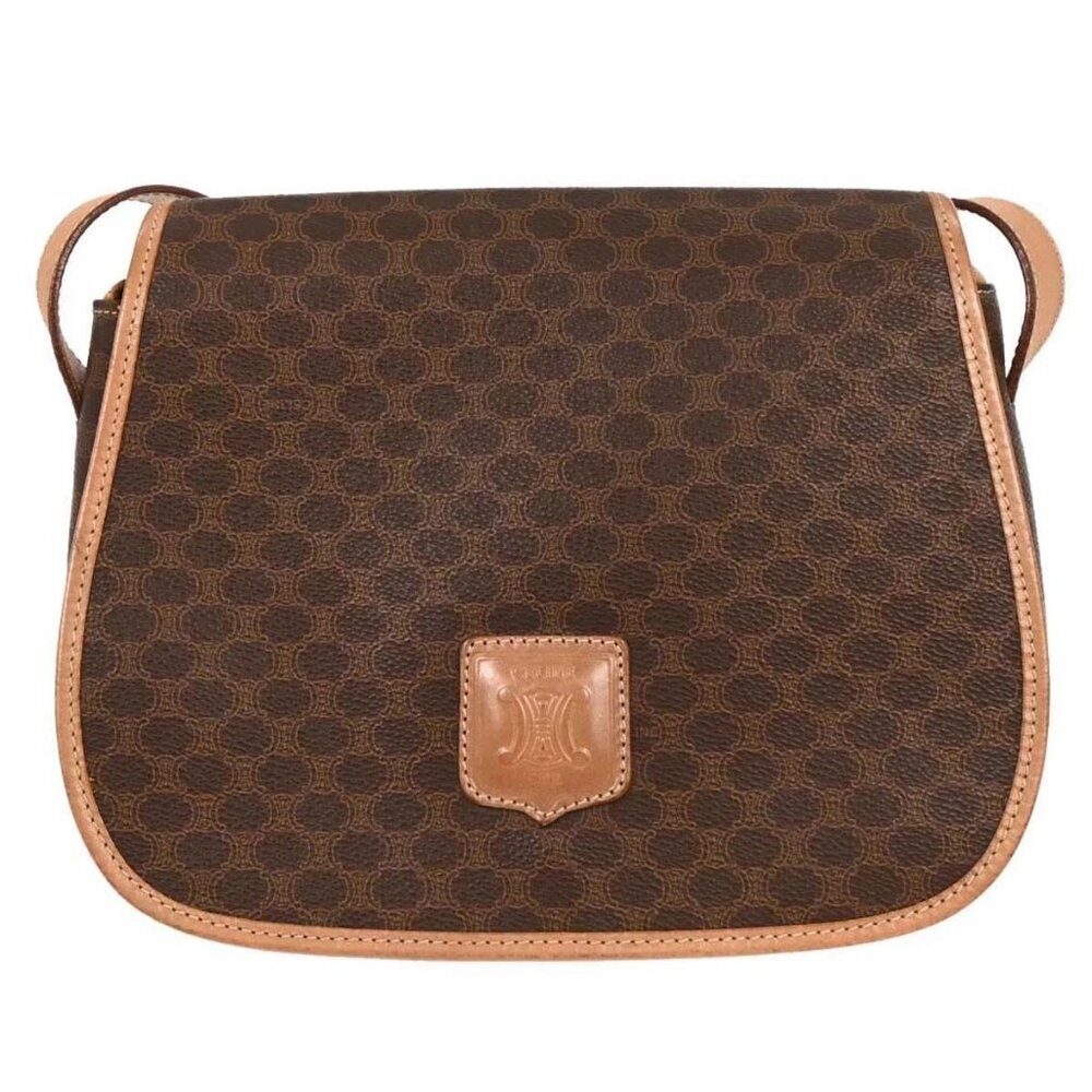 Celine Brown PVC Macadam Shoulder Bag M14 15519